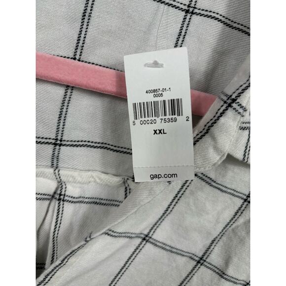GAP Snap Button Shirt Womens Size XXL White Plaid Long Sleeve Relaxed NEW - Picture 4 of 9